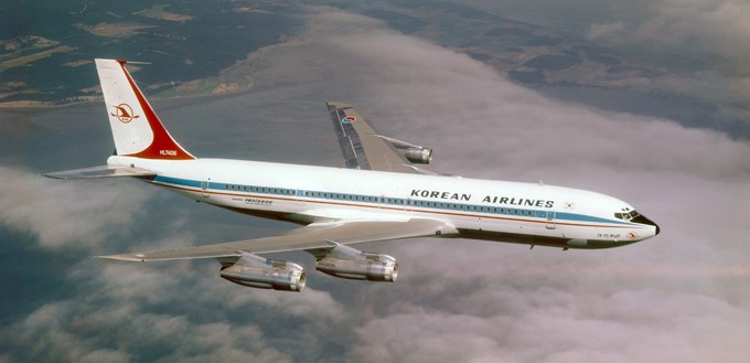 Boeing 707 von Korean Air, eingesetzt auf dem ersten Passagierflug ...
