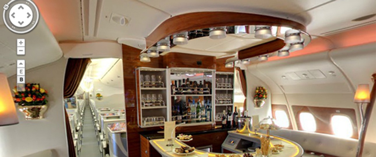 Bar-Bereich des Airbus A380: Google bietet Einsichten für jedermann.
