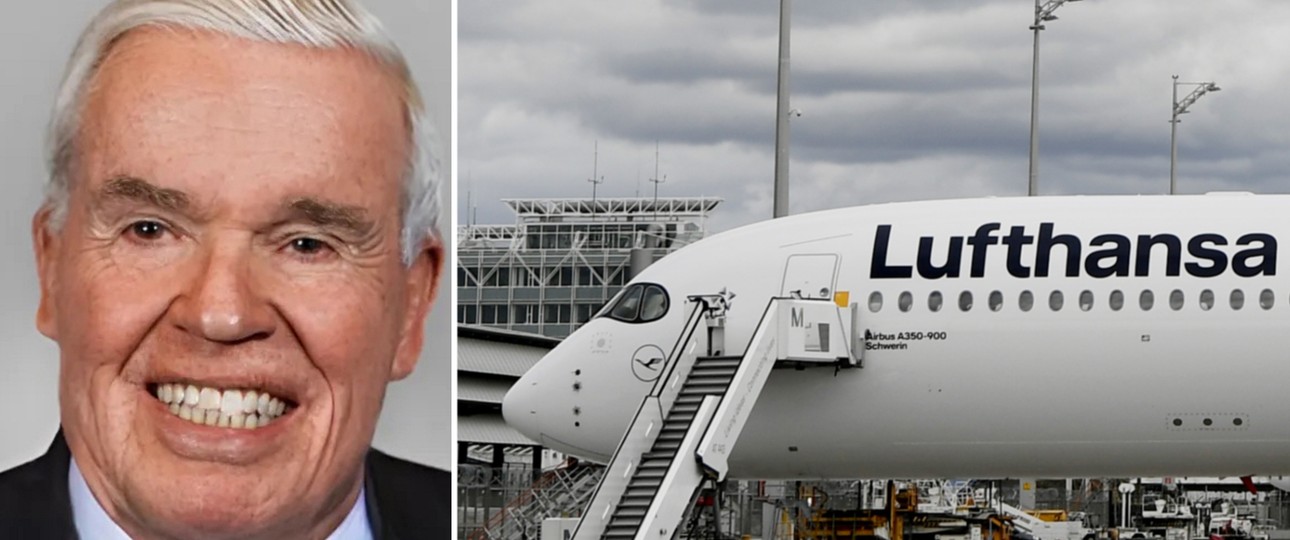 Klaus-Michael Kühne und ein Airbus A350 von Lufthansa: Mehr Premium als Ziel.