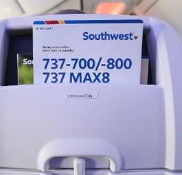 Sicherheitskarte in einer 737 Max von Southwest: Die Airline will mehr.