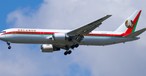 Die Boeing 767 mit dem Kennzeichen EW-001PB am 3. Mai 2021 im Anflug auf Basel: Die Maschine der ...