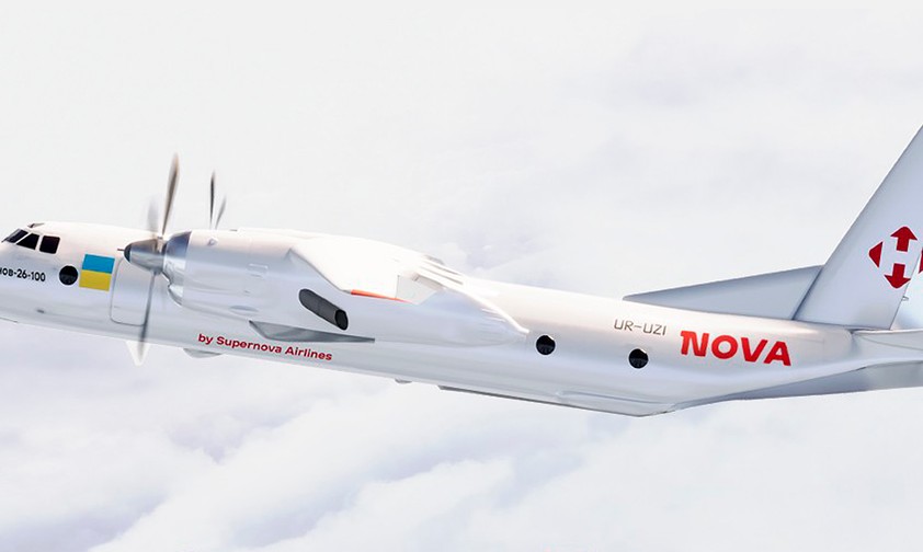 Aufpolierte Visualisierung der Antonov An-26 UR-UZI von Nova Poshta: Nicht im Dienst.