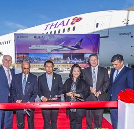Boeing-787-Übernahme von Thai Airways im Jahr 2017: Damals mit Rolls-Royce-Triebwerken.