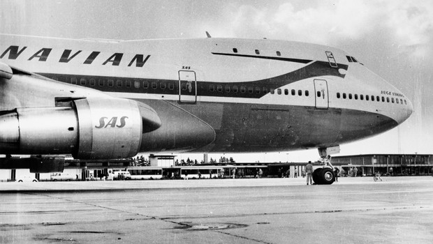 Mit der Boeing B747 begann die große Zeit des gediegenen Überseefluges auch bei SAS (Aufnahme von 1971).