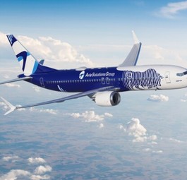 Boeing 737 Max im Avia-Solutions-Design: Etliche Airlines gehören zur Gruppe.