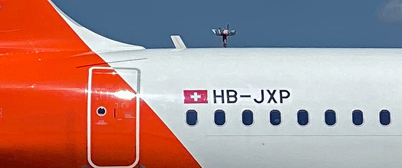 Schweizer Flagge auf einem Jet von Easyjet Switzerland: Eigentlich nicht korrekt.