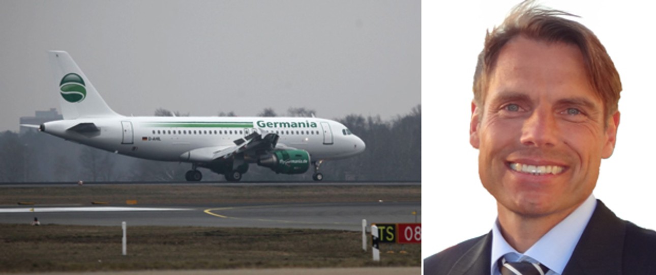 A319 von Germania, Geschäftsführer Andreas Wobig: Die Airline freut sich über eine gute Auslastung.