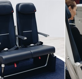 Der Expliseat-Sitz names Tiseat, den Air France für die Embraer E190 ihrer Tochter ...