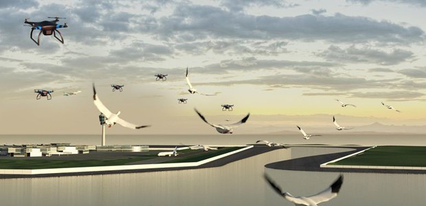 Drohnen am Flughafen: Sie sollen helfen, Vogelschlag zu verhindern.