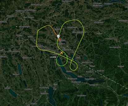 Herz über Zürich: Der Airbus A220 von Swiss flog diesen Kurs als Gratulation zur Silbermedaille.