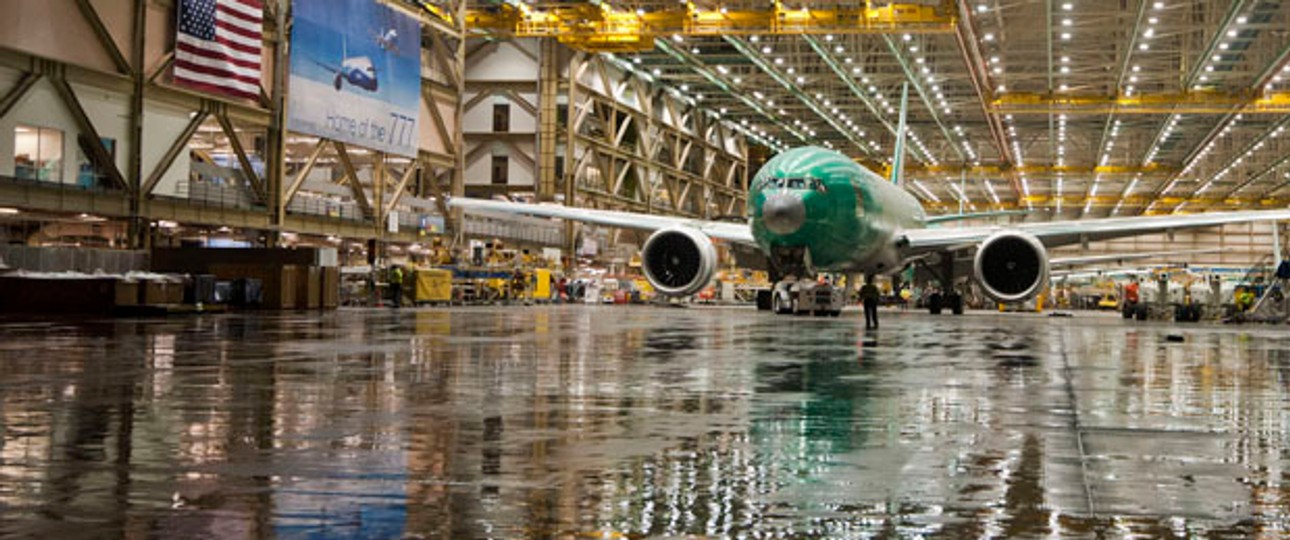 Produktionshalle der Boeing B777: Neue Kundin für Boeing.