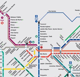 Ausschnitt aus dem Netz der Vorortsbahn von São Paulo: Die neue Linie 13 führt zum internationalen Flughafen.