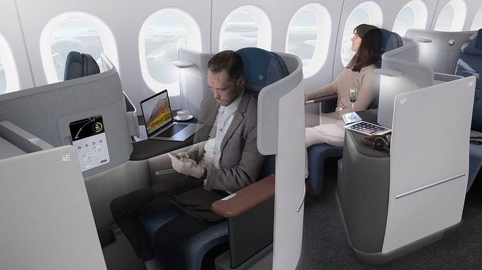 So sieht der neue Sitz in der Business Class von Lufthansa und den anderen Netzwerkairlines aus.