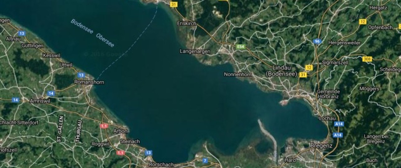 Bodensee: Altenrhein und Friedrichshafen liegen in Luftlinie rund 20 Kilometer auseinander.