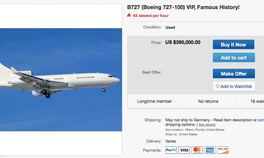 Epsteins Boeing 727 auf Ebay: Der verurteilte Sexualstraftäter ließ mit dem Jet auch minderjährige Frauen auf seine Insel fliegen.
