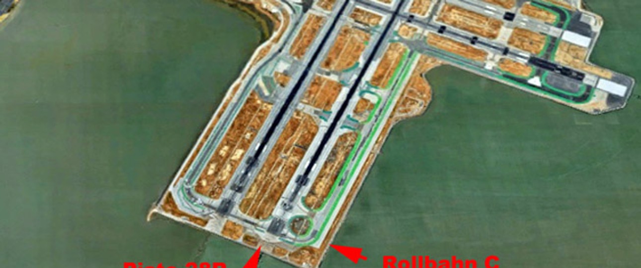 Piste 28 R und Rollweg C in San Francisco: Der Pilot täuschte sich.
