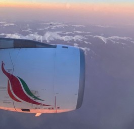 Blick aus dem Fenster eines Airbus A330 von Sri Lankan AIrlines: Die Airline wird privatisiert.