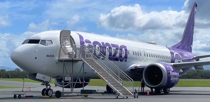 Bonzas Boeing 737 Max 8 mit dem Namen Bazza: Absolvierte den ersten Flug der Airline.