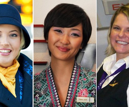 Flugbegleiterinnen von Estonian, Malaysia und American: Drei innovative Fluglinien.