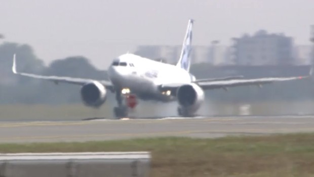 Touchdown: A320 Neo bei der Landung.