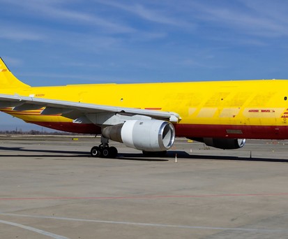 Der Airbus A300 F in Bischkek: Noch in DHL-Farben, aber ohne Schriftzug.