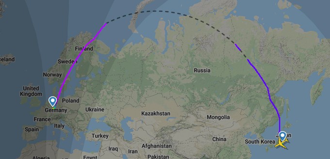 So flog Lufthansa vor den Sanktionen zwischen Tokio und Frankfurt.