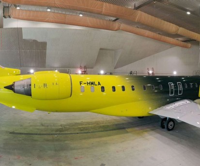 Das Flugzeug könnte von der Lackierung BVB-Fans glücklich machen.