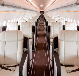 Kabine des VIP-A321-LR von Titan Airways: Es fehlten drei Fenster.