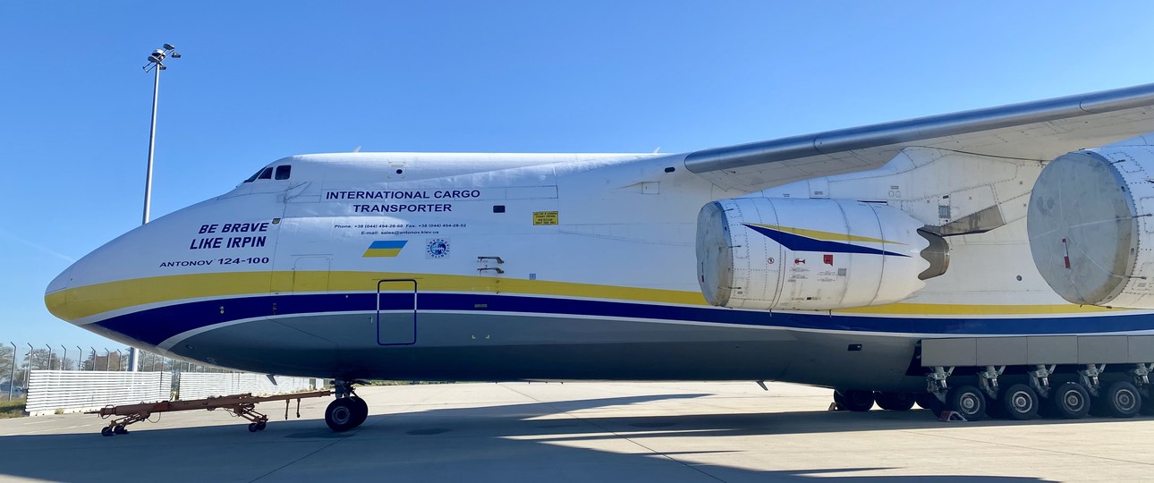 Die Antonov An-124 namens «Be brave like Irpin»: Viel ist über ihre Modernisierung noch nicht bekannt.