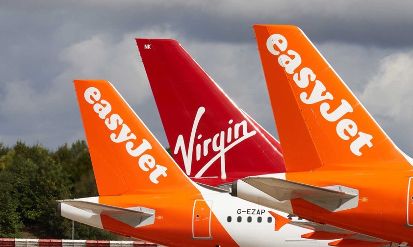 Leitwerke von Easyjet und Virgin Atlantic: Beide Airlines arbeiten enger zusammen.