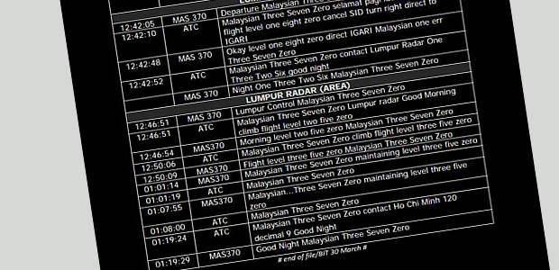 Die letzte Kommunikation auf Flug MH370: Unübliche Flugroute.