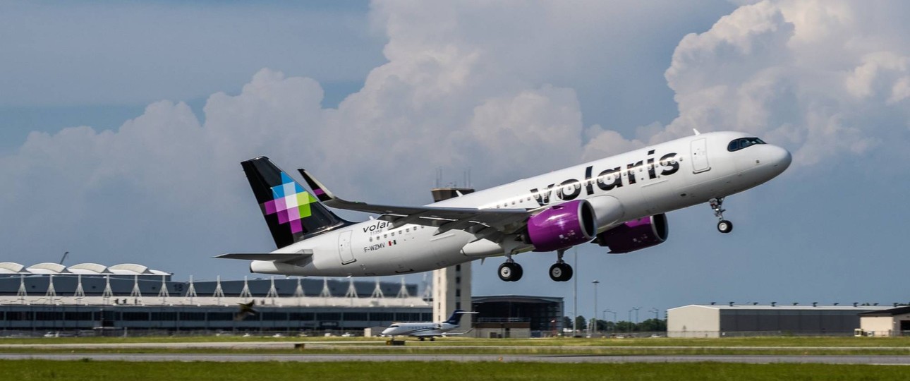 Airbus A320 Neo von Volaris am Flughafen Dallas: Die Mexikaner sehen eine Trump-Delle bei Flügen zwischen beiden Ländern.