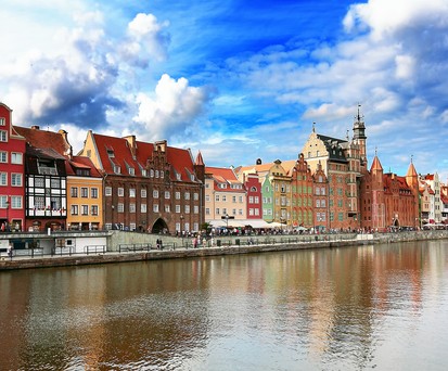 Danzigs schöne Altstadt am Fluss Motlawa