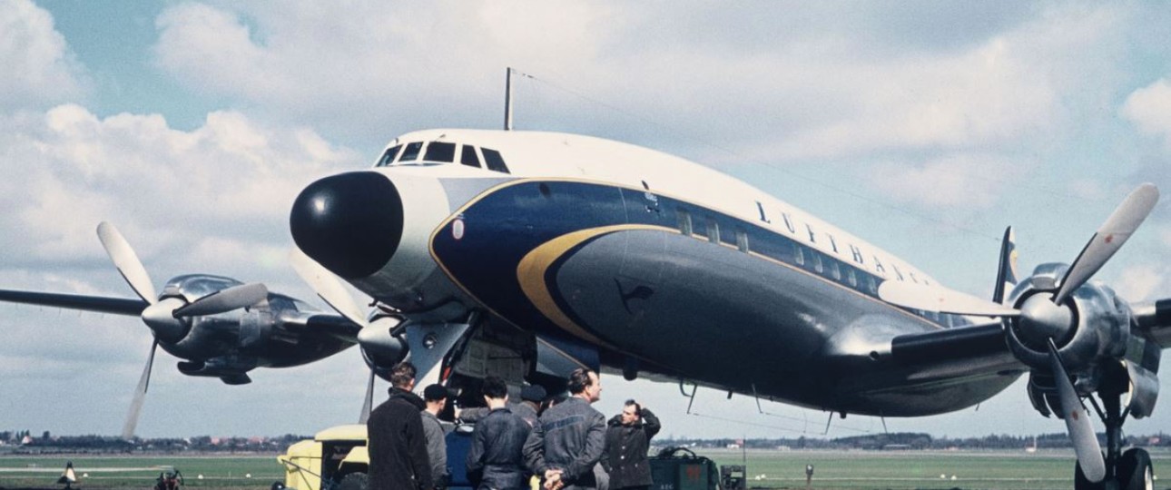 Historisches Bild einer Lockheed L-1649A Super Star von Lufthansa: Damit ging es Ende der 1950er-Jahre Richtung Nordamerika.