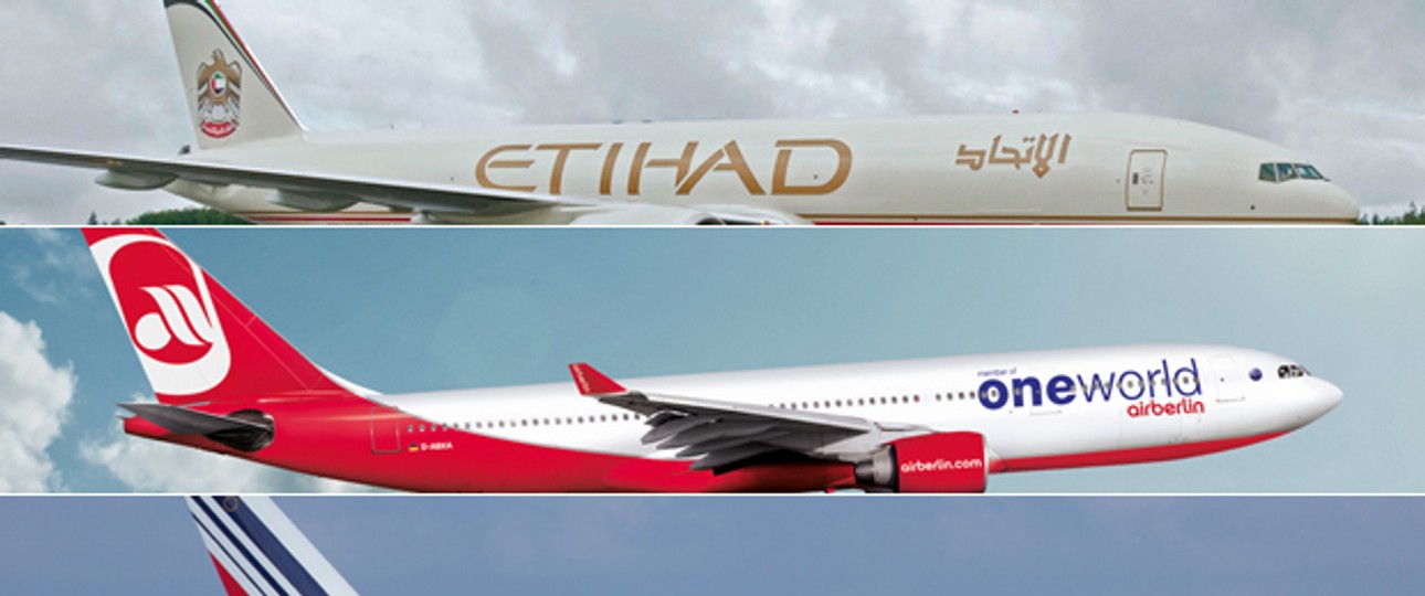 Flieger von Etihad, Air Berlin und Air France: Bald gemeinsam gegen die Konkurrenz.