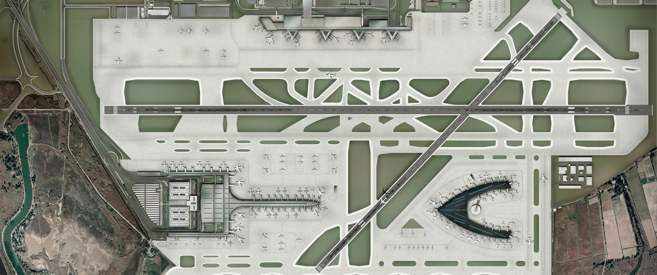 Plan für den Flughafen aus dem Jahr 2010: Die südliche Piste wird in das Naturschutzgebiet gebaut.