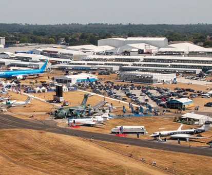 Luftaufnahme der Farnborough Airshow 2022: Die Messe 2024 steht kurz bevor.