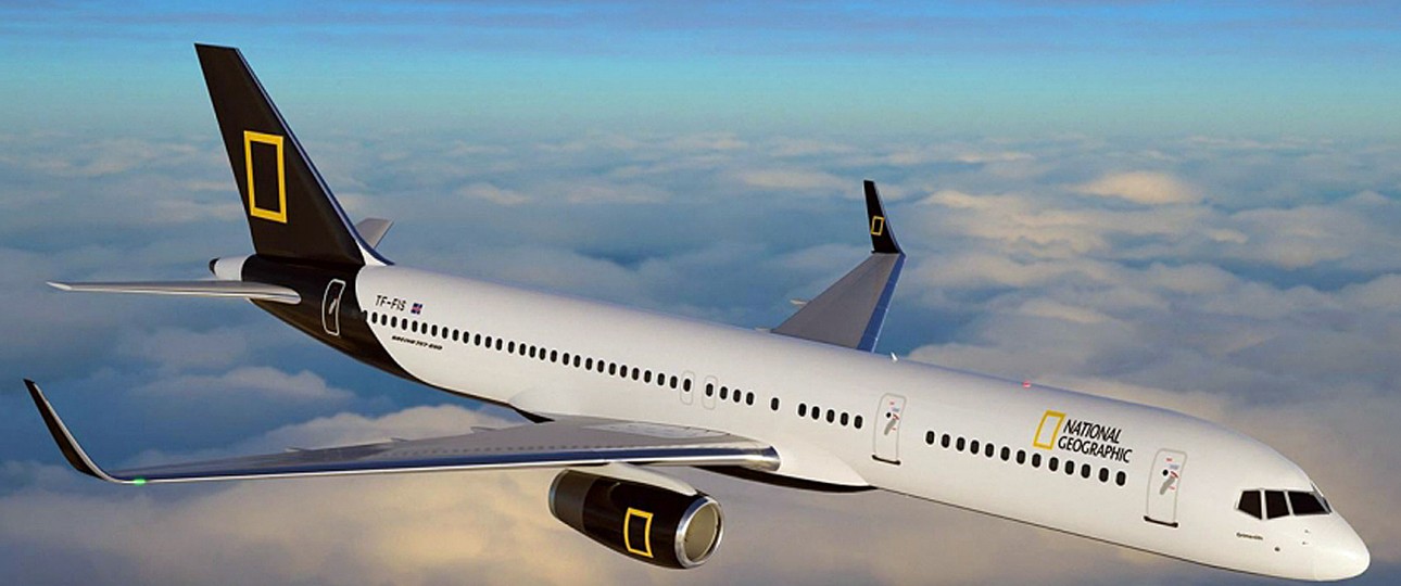 Boeing 757 in den Farben von National Geographic: Mit gutbetuchten Gästen unterwegs.
