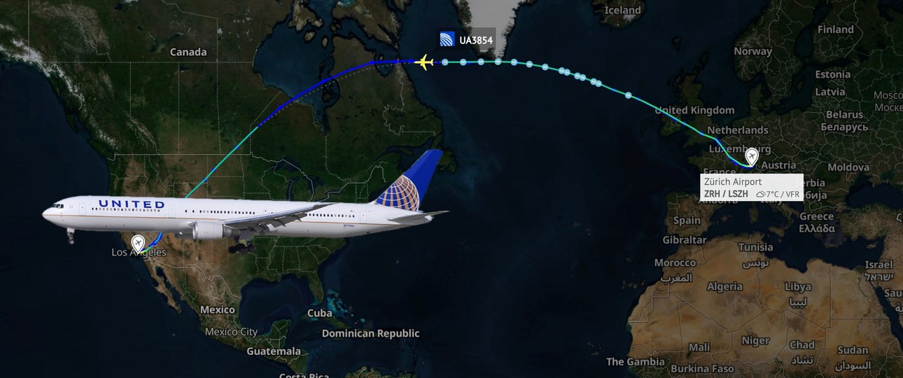 Die N77066 (auf einem Archivbild) und der Flugverlauf: Eine sehr lange Strecke für eine Boeing 767.