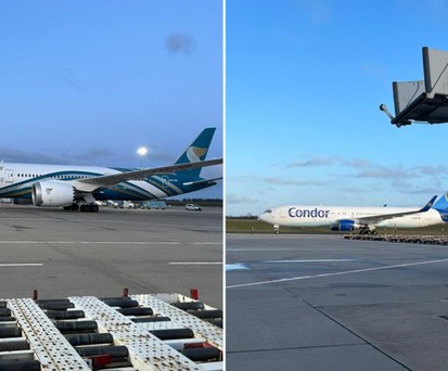 Jets von Oman Air und Condor am Flughafen Hahn: Notlösung.