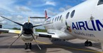 Die beschädigteBAE Jetstream 41 von Airlink: Am Propeller ist infolge eines Vogelschlages das obere Blatt abgebrochen.