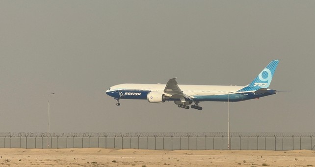 Die Landung der Boeing 777X nach der Vorführung: Eindrückliche Manöver.