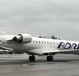 Bombardier CRJ von Adria Airways: Im Rückwärtsgang.