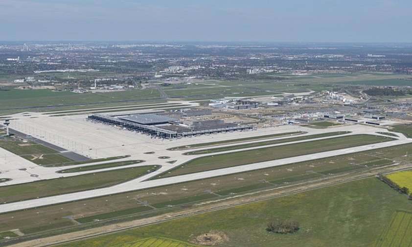 Southern runway at the new Berlin Brandenburg Airport.