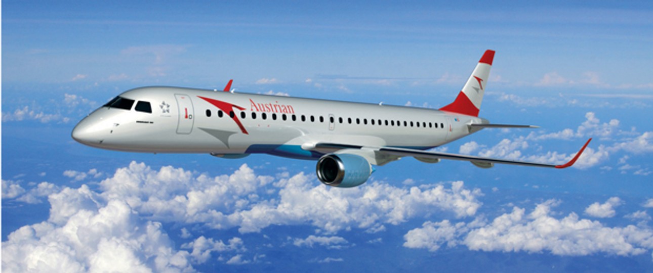 Embraer in Austrian-Bemalung: Noch in diesem Jahr soll die erste abheben.