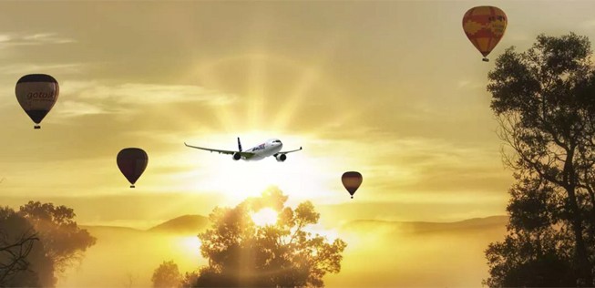 Flugzeug, Sonne, Ballons: So inszeniert sich Air Hollandia auf ihrer Webseite.