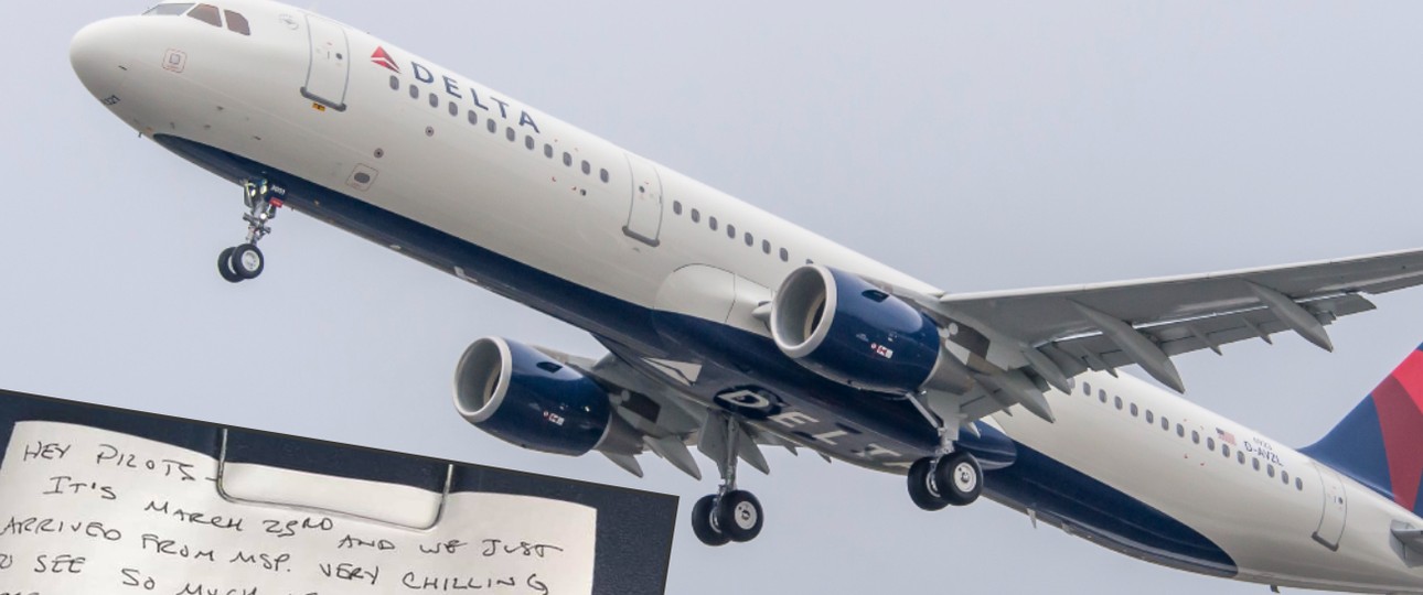 Airbus A321 von Delta und die Botschaft: Anfang und hoffentlich Ende der Corona-Krise.