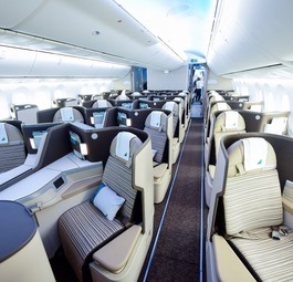 Business Class eines Dreamliners von Bamboo Airways: Bald nach München unterwegs.