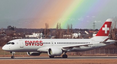 Airbus A220 von Swiss in Genf: Kaum noch Flüge.