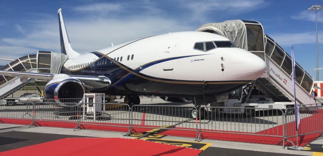 Das größte Flugzeug im sogenannten Static Display ist in diesem Jahr ein Boeing Business Jet auf Basis der Boeing 737.